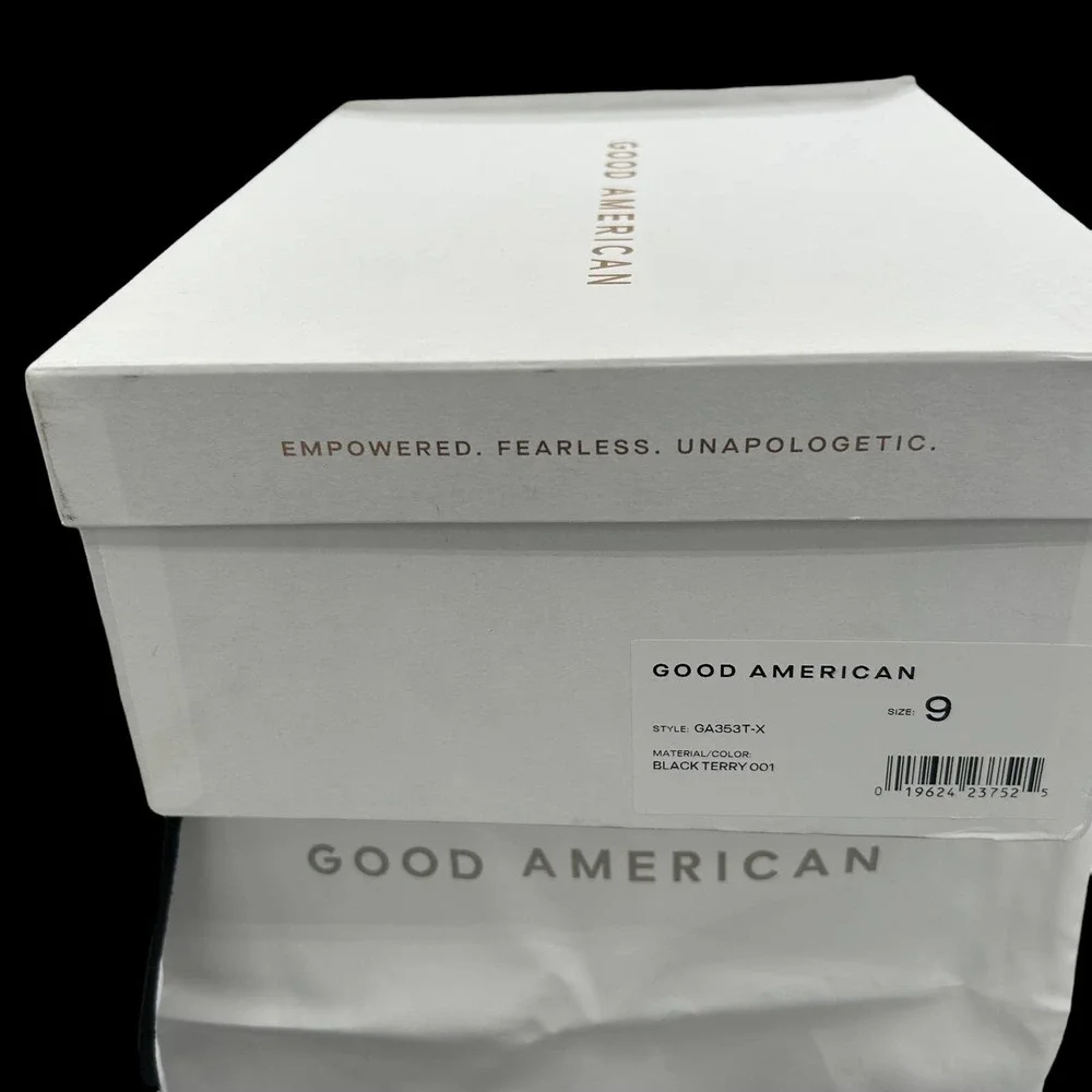 Good American Terry Kickstand Slides in a Size 9 Black New In Box - Picture 9 of 11